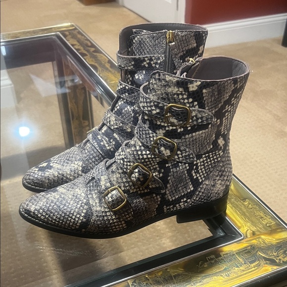 J. Crew Black and Gray Snakeskin Ankle Boots - Picture 2 of 5
